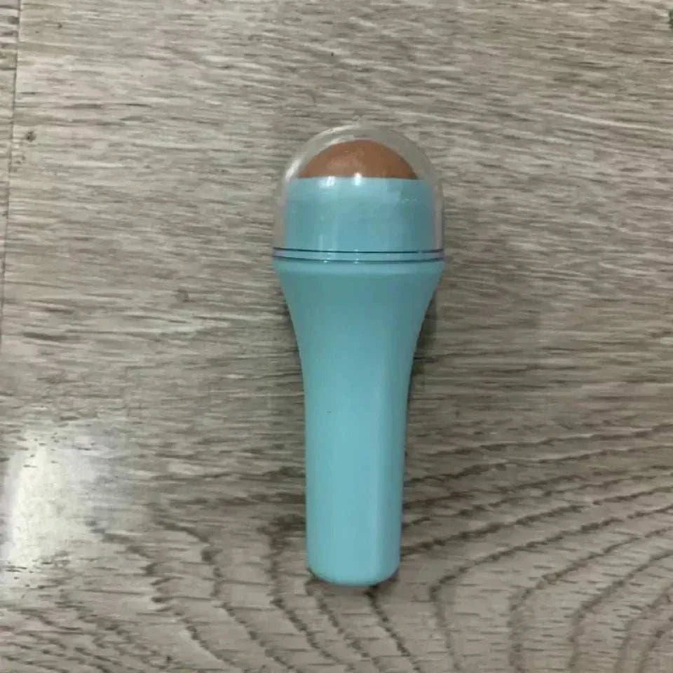Mini volcanic stone facial cleansing ball with blue handle for oily skin oil absorption and shine control