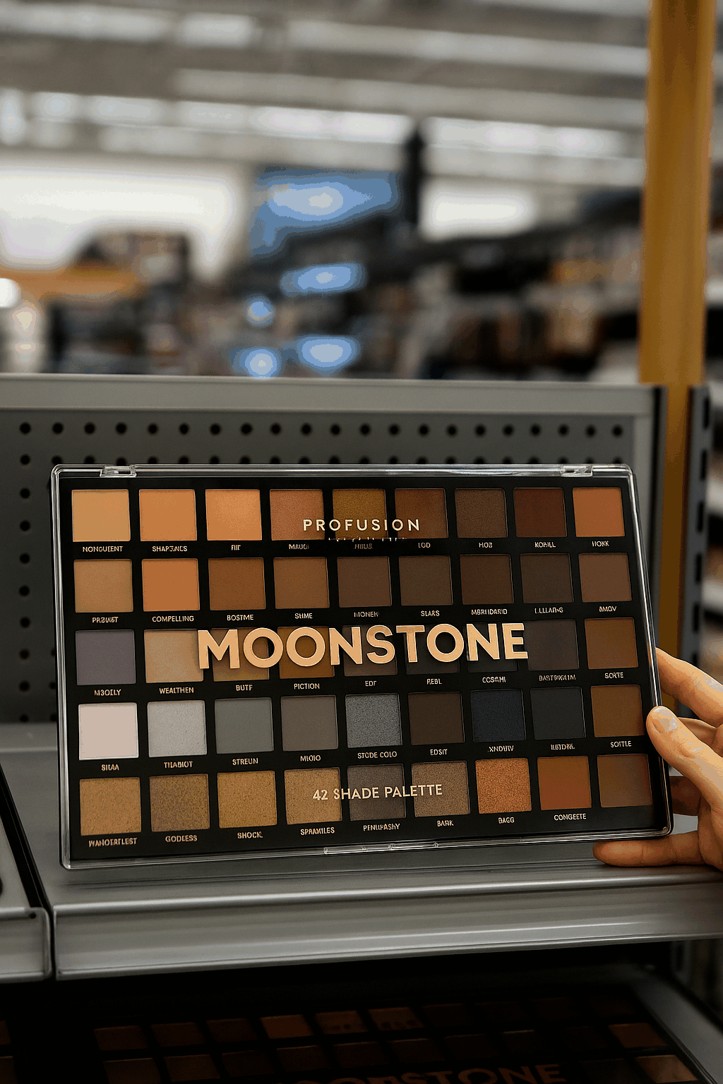 Profusion Cosmetics Moonstone 42 shade eyeshadow palette with long-lasting matte and shimmer finishes for versatile day-to-night looks