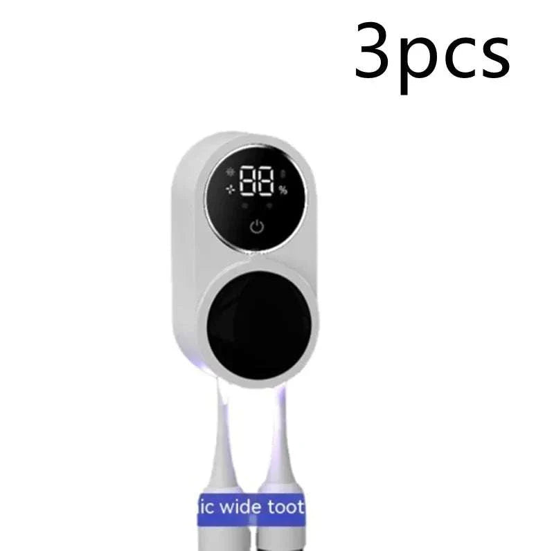 PureBrush UV Sanitizer portable toothbrush sterilizer with UV-C light technology and digital display, kills 99.9% bacteria, compact design for travel and home use