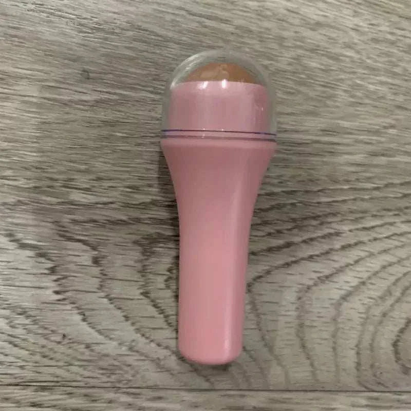 Mini volcanic stone facial cleansing ball in pink for oily skin, oil absorbing and matte finish, compact and reusable beauty tool