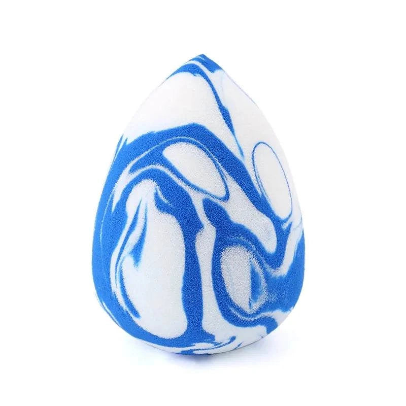 Makeup Sponge Marbling druppelvormige make-upspons met blauwe en witte marmerprint voor gladde foundationapplicatie