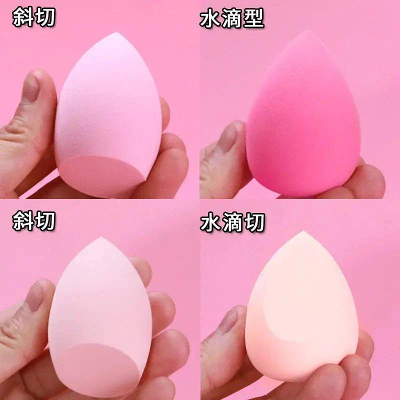 Set of 4 makeup sponge powder puffs for dry and wet application in pink shades