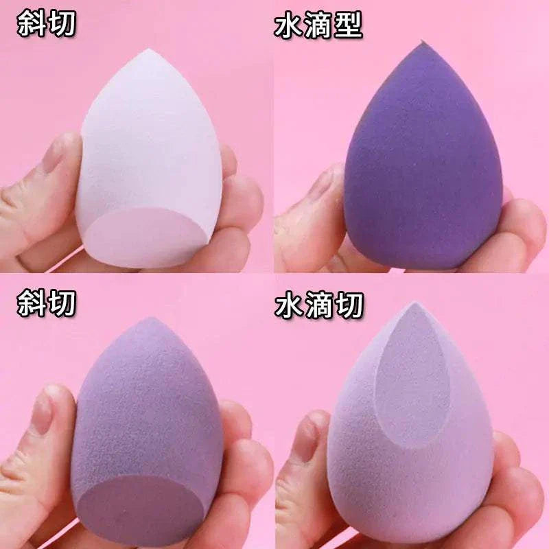 4 pieces makeup sponge powder puff set for dry and wet application with soft texture and ergonomic shape