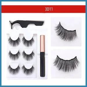 Magnetic Eyelash & Eyeliner Set with 5-magnet false lashes, magnetic eyeliner, and tweezers for easy application